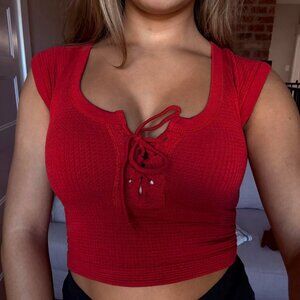 Urban Outfitters Women's Red Crop-top